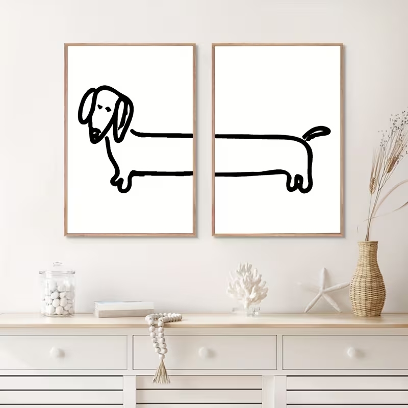 Home Decor Foto - 2PCS Modern Dachshund Funny DogWall Art