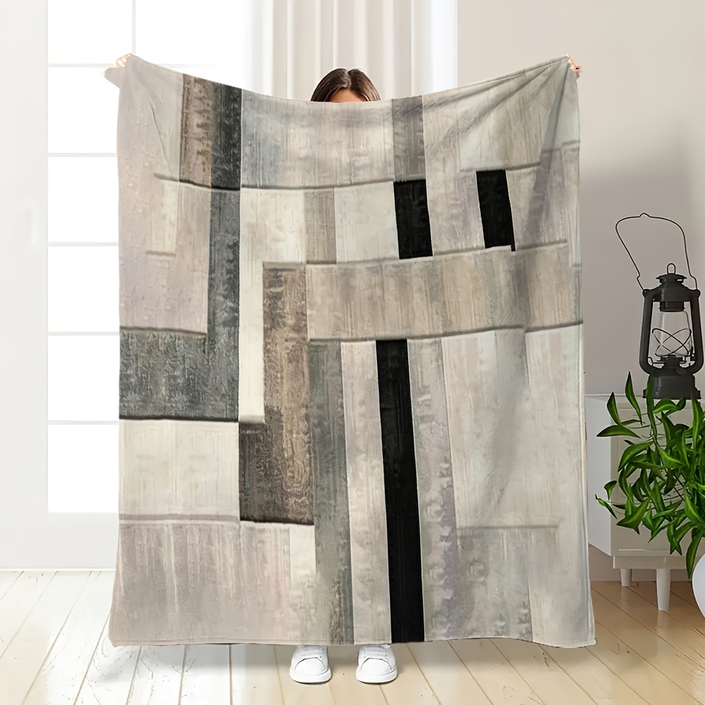 Neutral Throw Blanket - Luxurious Polyester Flannel Throw Blanket Abstract