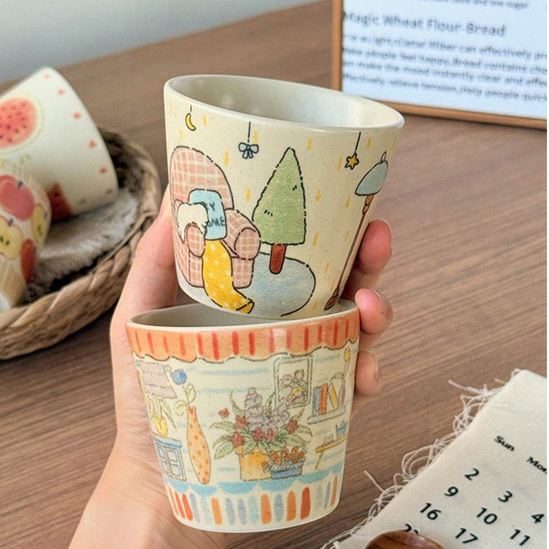 Home Decor Youtube - Vintage Crayon Hand Drawn Ceramic Cute