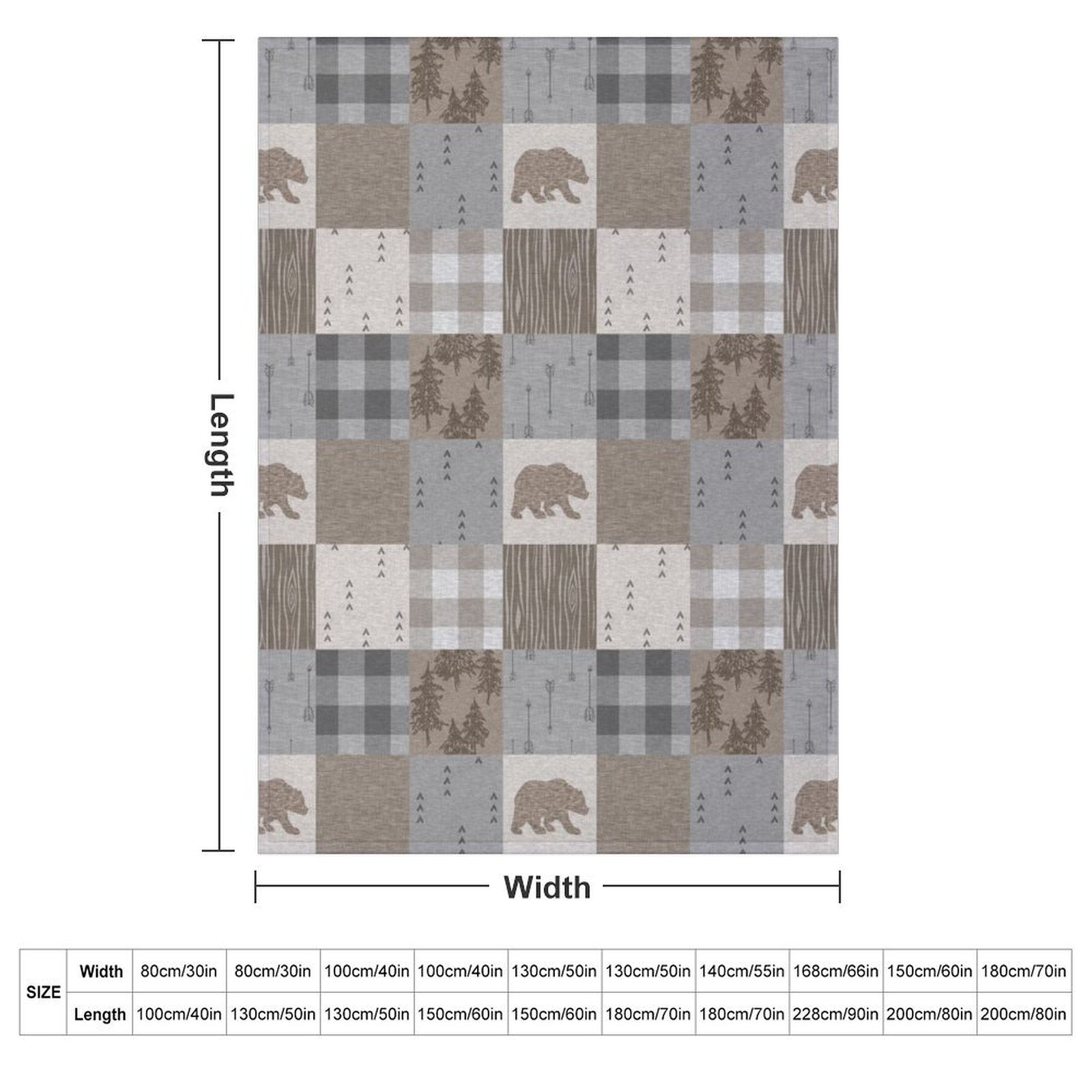 Bear Patchwork - Rustic Neutra - огляд і ціна Neutral Throw Blanket