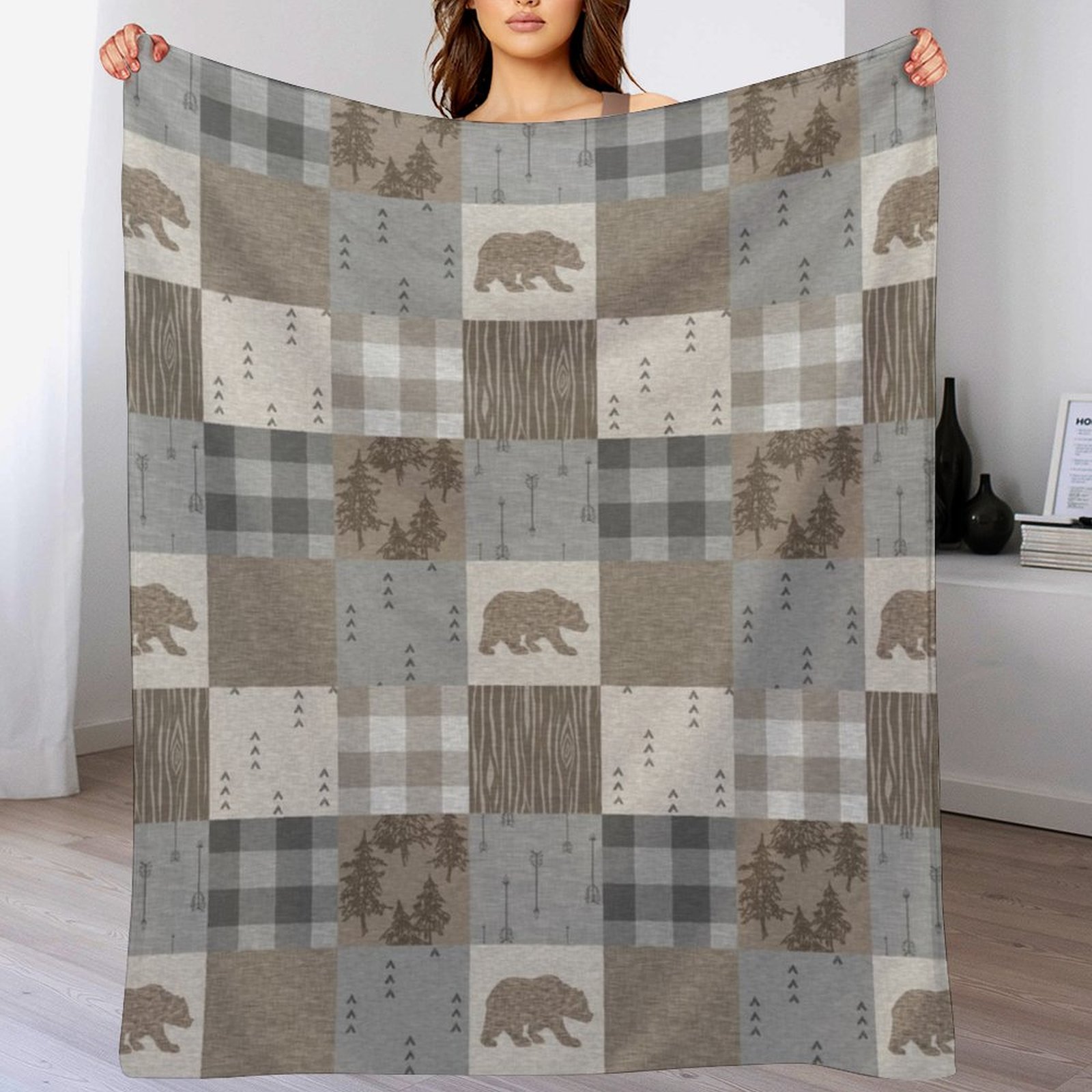 Bear Patchwork - Rustic Neutra - огляд і ціна Neutral Throw Blanket