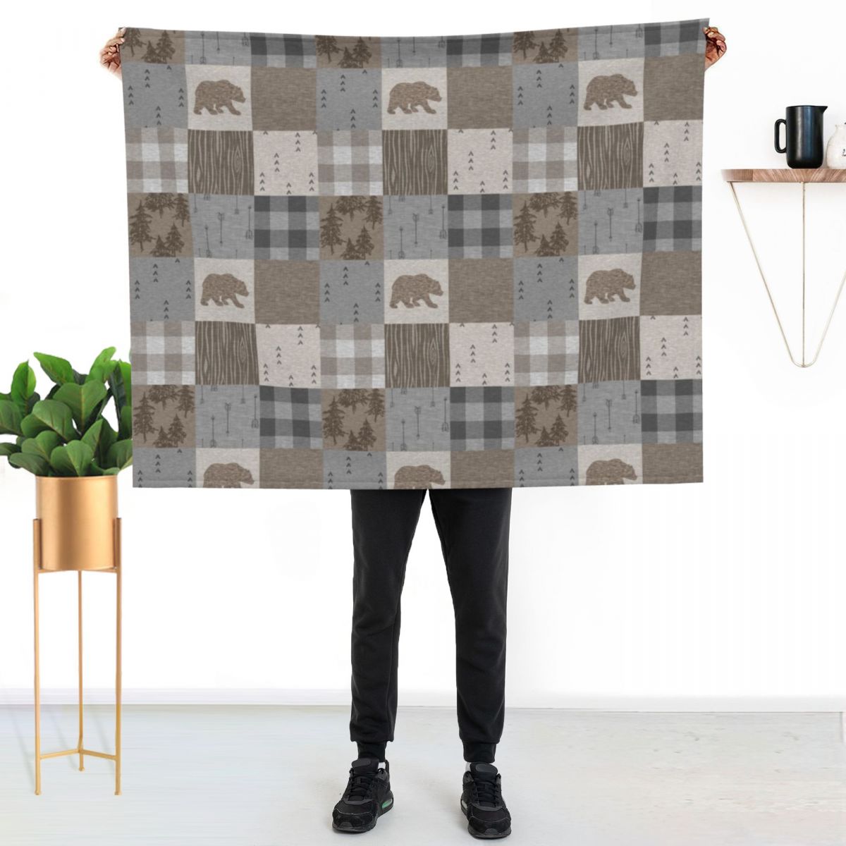 Bear Patchwork - Rustic Neutra - огляд і ціна Neutral Throw Blanket