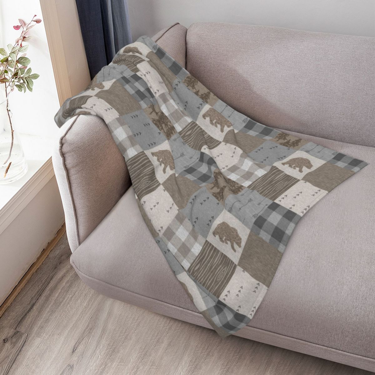 Bear Patchwork - Rustic Neutra - огляд і ціна Neutral Throw Blanket