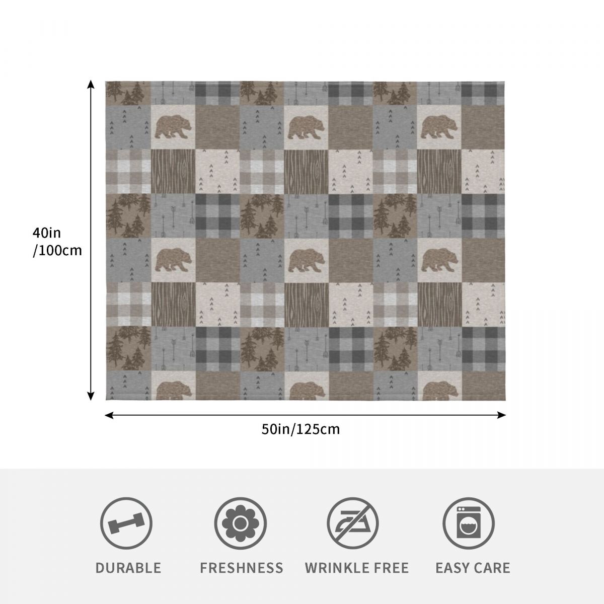 Bear Patchwork - Rustic Neutra - огляд і ціна Neutral Throw Blanket