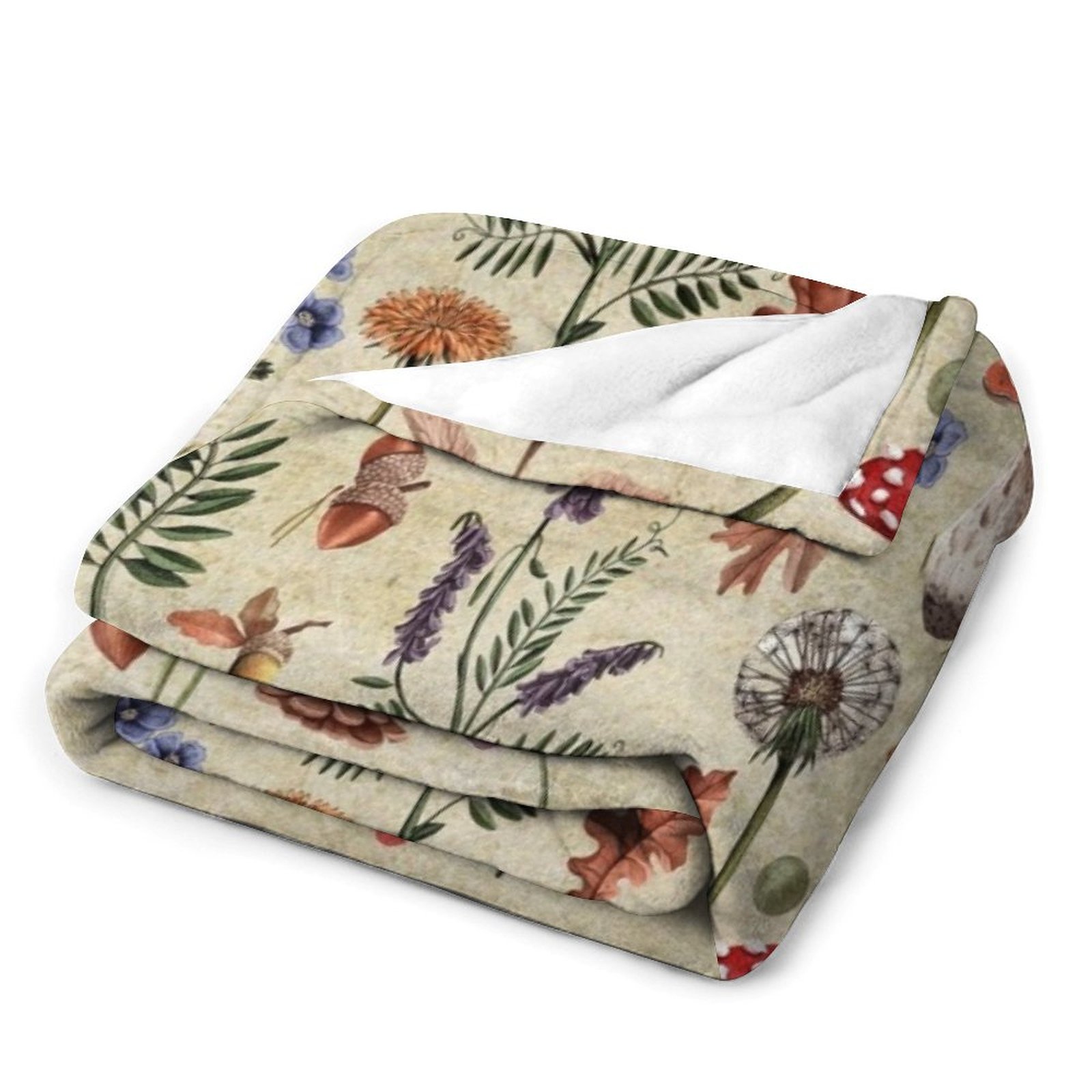 Retro botanical mushrooms, wil - огляд і ціна Neutral Throw Blanket