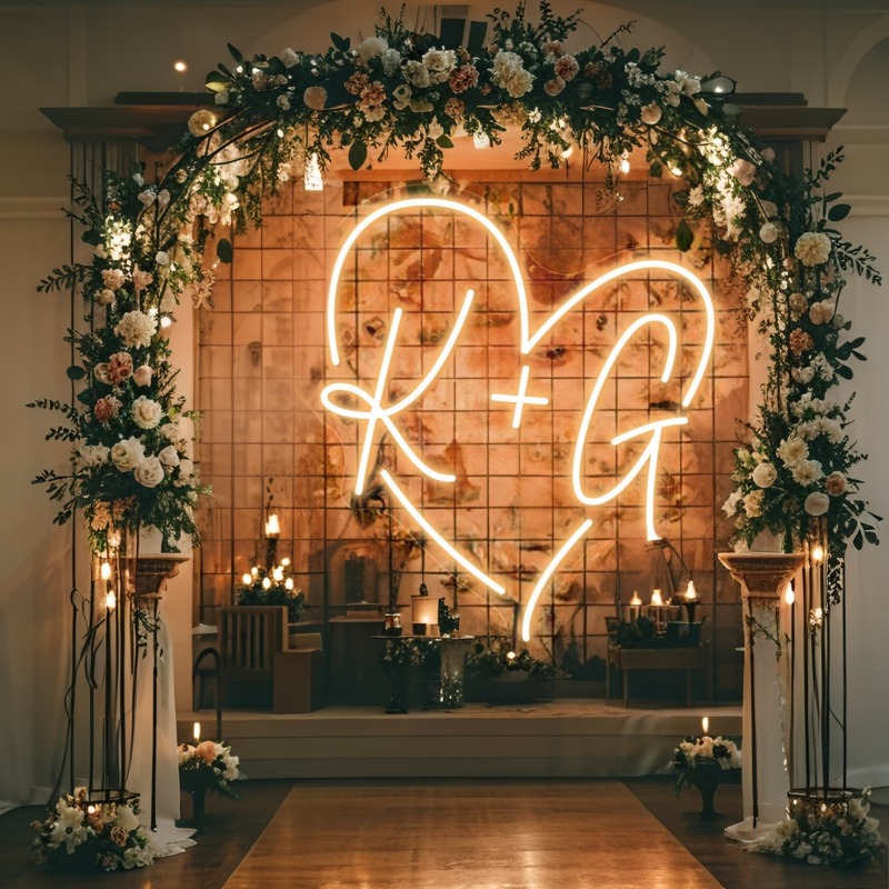 Custom Initials Heart LED Neon - огляд і ціна Home Decor Nepal