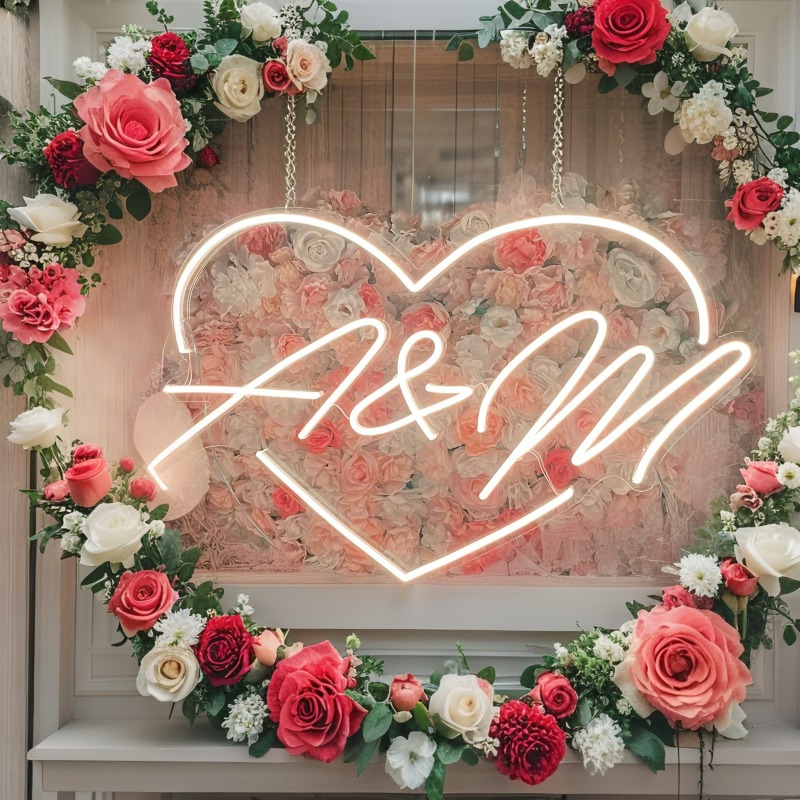 Custom Initials Heart LED Neon - огляд і ціна Home Decor Nepal
