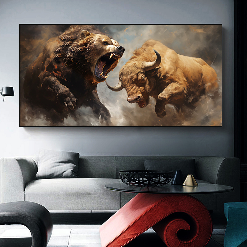 Bull and Bear Wall Art Canvas  - огляд і ціна Home Decor Exchange