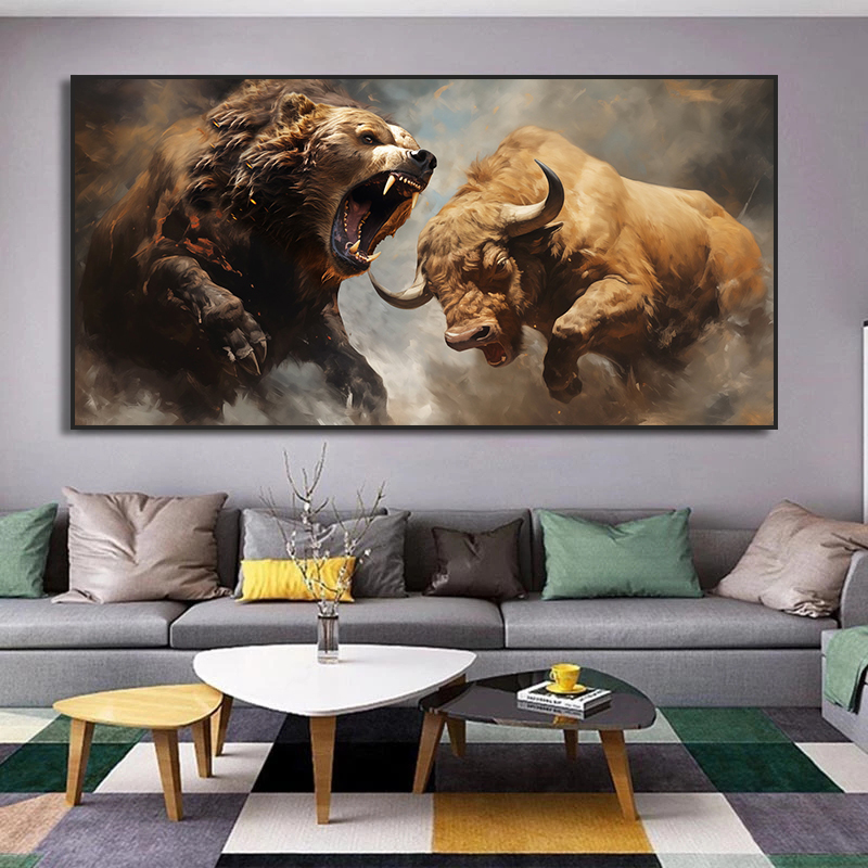 Bull and Bear Wall Art Canvas  - огляд і ціна Home Decor Exchange