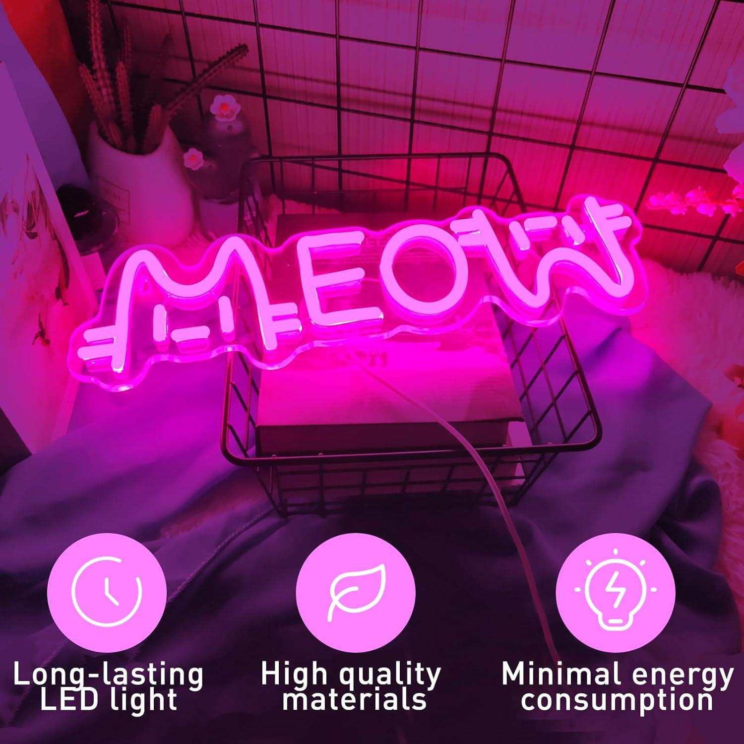 Meow Neon Sign Cat USB Powered - огляд і ціна Home Decor Cat