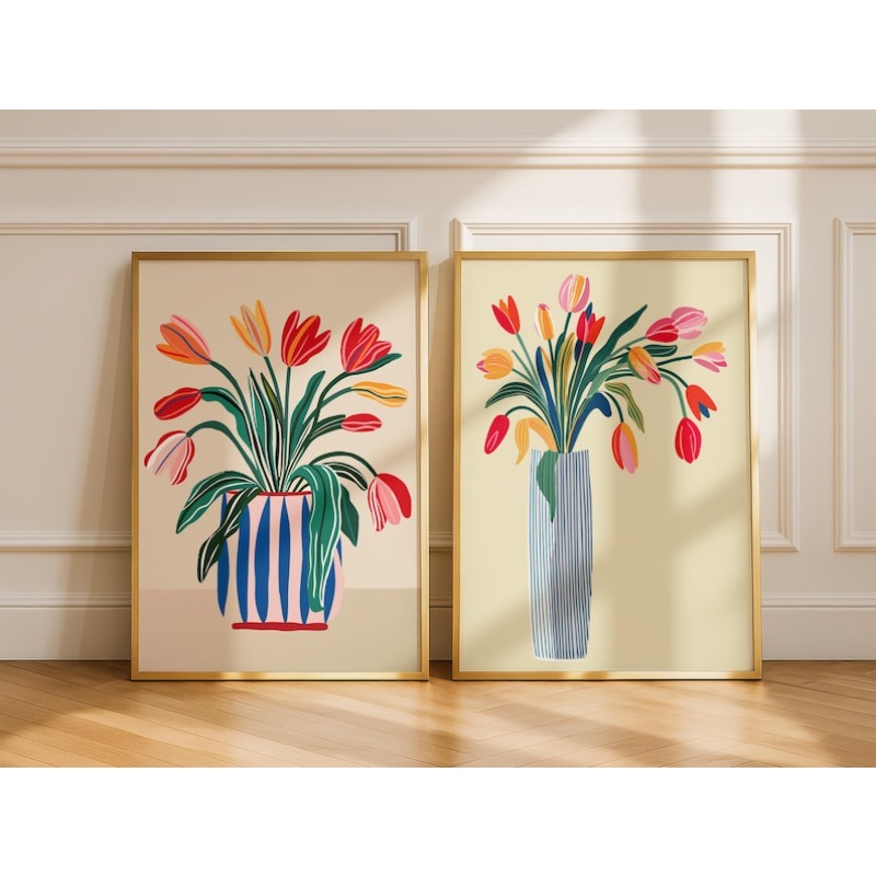 2pcs Tulip Flowers Canvas Wall - огляд і ціна Home Decor Youtube