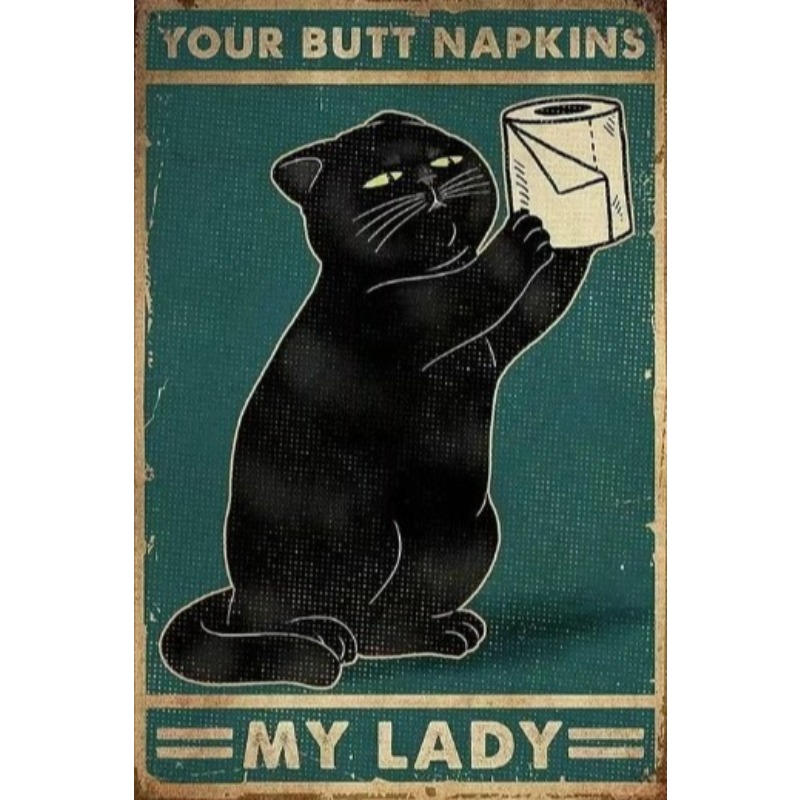 Black Funny Cat Metal Sign Vin - огляд і ціна Home Decor Cat